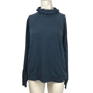 PRANA - LARGE - BLUE LONG SLEEVE TURTLENECK PULL-OVER SHIRT